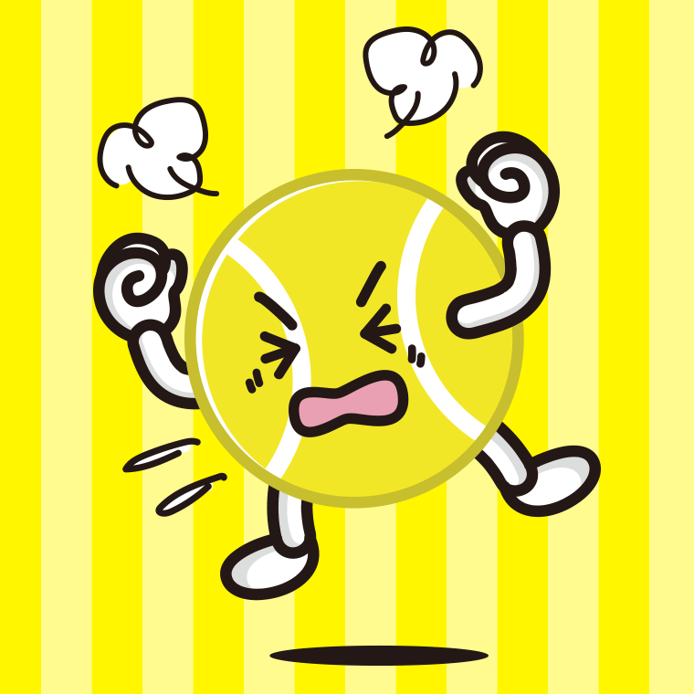 カンカンに怒るテニスボールちゃんのイラスト【色、背景あり】PNG
