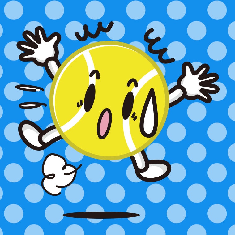 驚くテニスボールちゃんのイラスト【色、背景あり】PNG