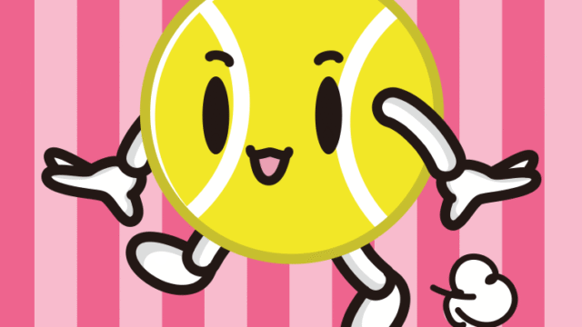 歩くテニスボールちゃんのイラスト【色、背景あり】PNG