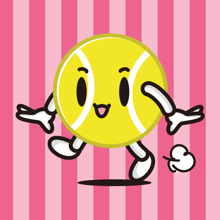 歩くテニスボールちゃんのイラスト【色、背景あり】PNG