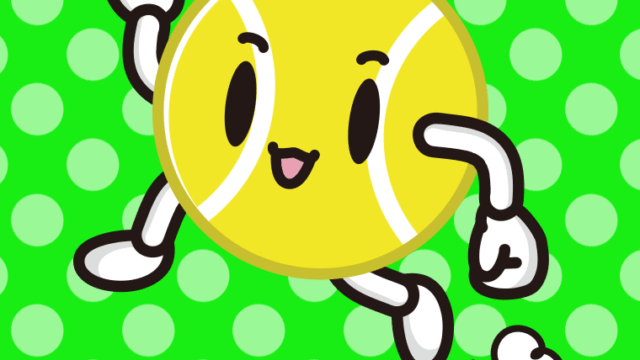 走るテニスボールちゃんのイラスト【色、背景あり】PNG