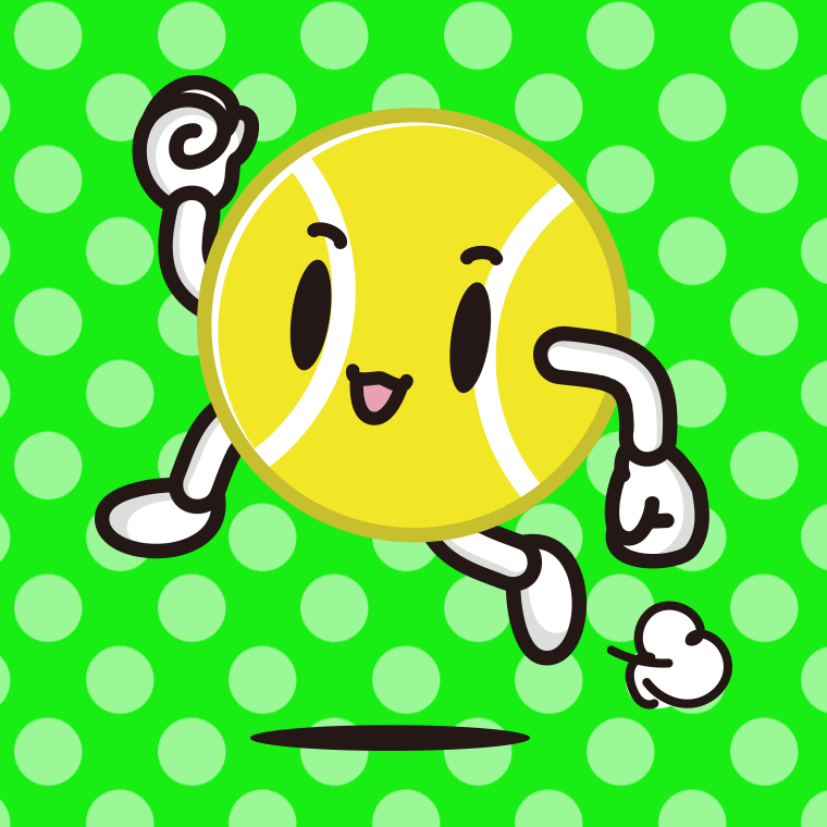 走るテニスボールちゃんのイラスト【色、背景あり】PNG