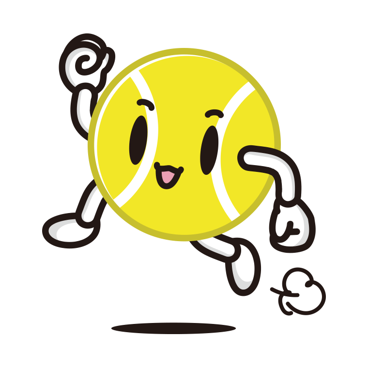 走るテニスボールちゃんのイラスト【色あり、背景なし】透過PNG