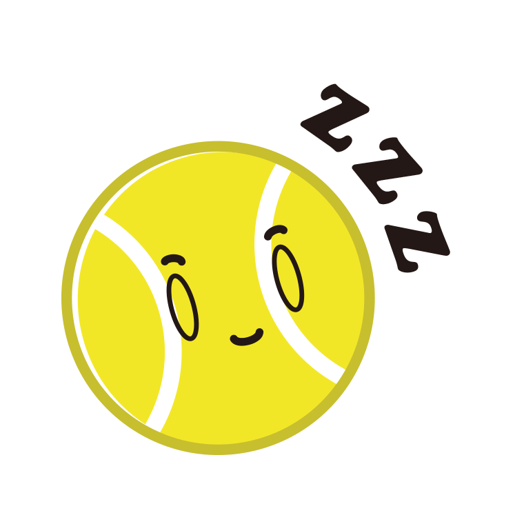 眠るテニスボールちゃんのイラスト【色あり、背景なし】透過PNG