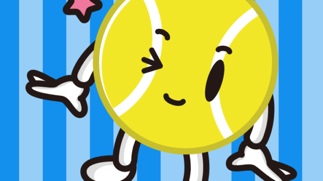 ウインクするテニスボールちゃんのイラスト【色、背景あり】PNG