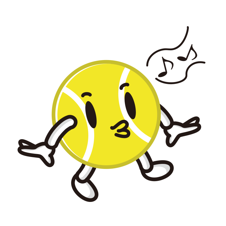 口笛を吹くテニスボールちゃんのイラスト【色あり、背景なし】透過PNG