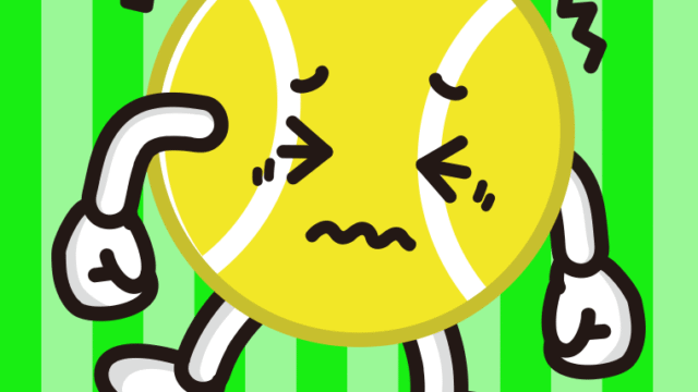 ブルブル震えるテニスボールちゃんのイラスト【色、背景あり】PNG