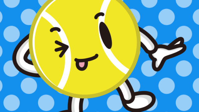 テヘヘなテニスボールちゃんのイラスト【色、背景あり】PNG