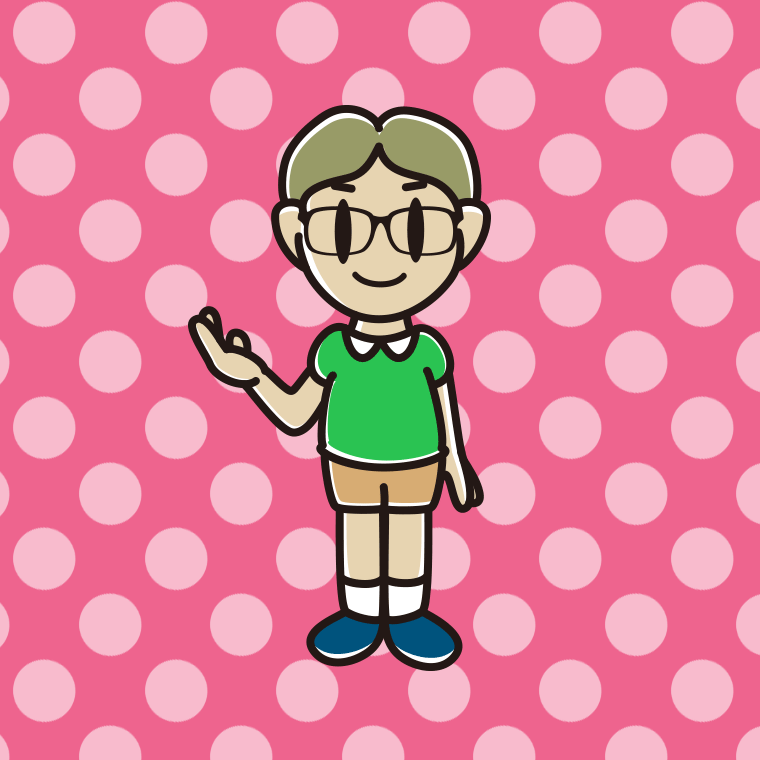 案内する眼鏡の小学生男子のイラスト【色、背景あり】PNG