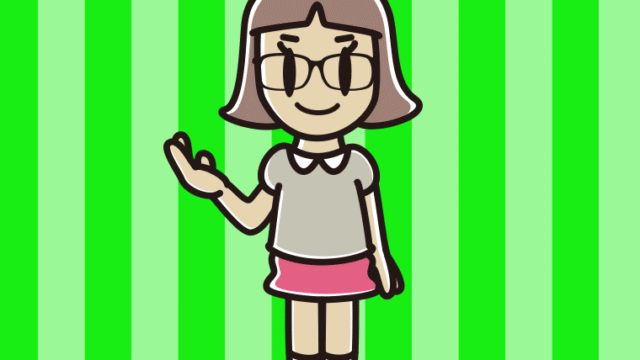 案内する眼鏡の小学生女子のイラスト【色、背景あり】PNG