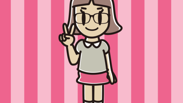 ピースをする眼鏡の小学生女子のイラスト【色、背景あり】PNG