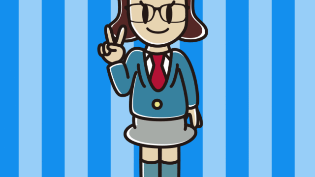 ピースをする眼鏡の女子高校生のイラスト【色、背景あり】PNG