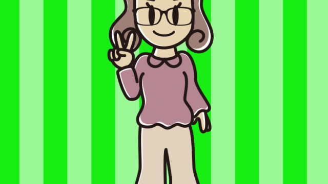 ピースをする眼鏡の女子大学生のイラスト【色、背景あり】PNG