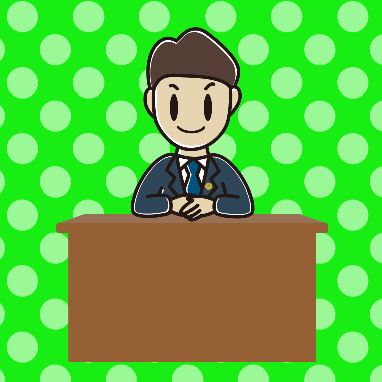 男性弁護士のイラスト【色、背景あり】PNG