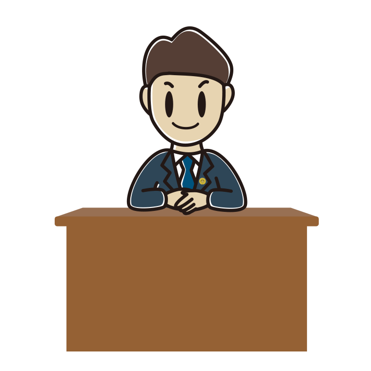 男性弁護士のイラスト【色あり、背景なし】透過PNG