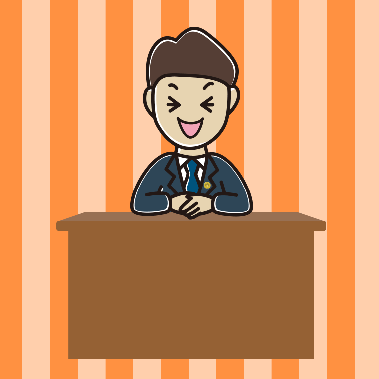 笑う男性弁護士のイラスト【色、背景あり】PNG
