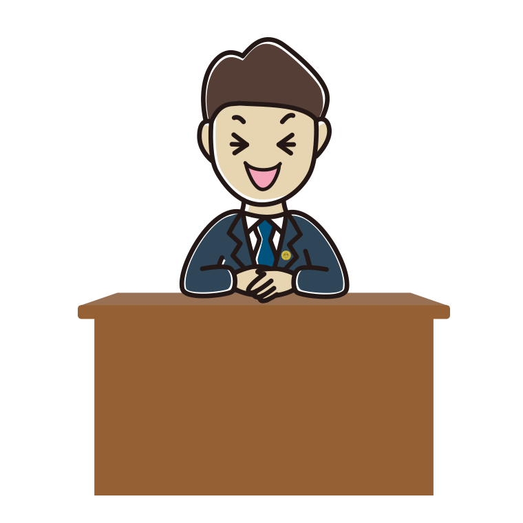 笑う男性弁護士のイラスト【色あり、背景なし】透過PNG