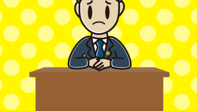 困る男性弁護士のイラスト【色、背景あり】PNG