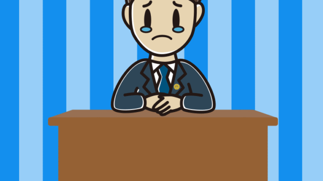 泣く男性弁護士のイラスト【色、背景あり】PNG