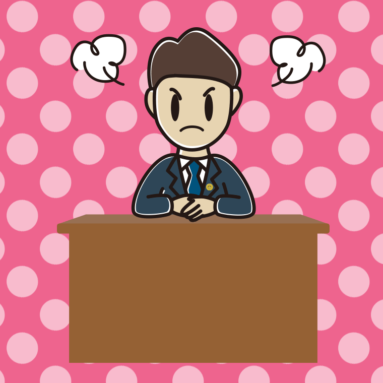 怒る男性弁護士のイラスト【色、背景あり】PNG