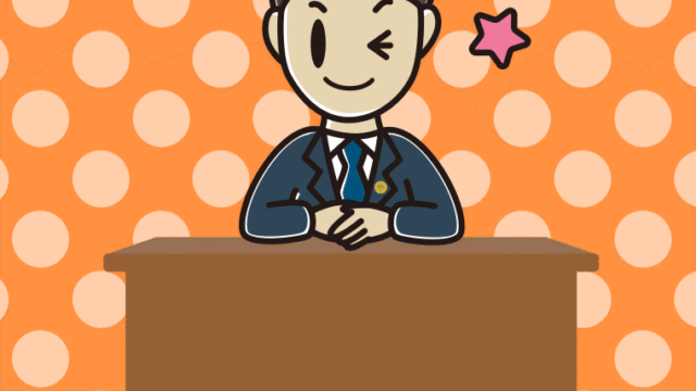 ウインクする男性弁護士のイラスト【色、背景あり】PNG