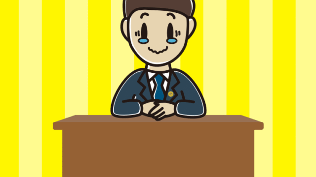 ジーンとする男性弁護士のイラスト【色、背景あり】PNG