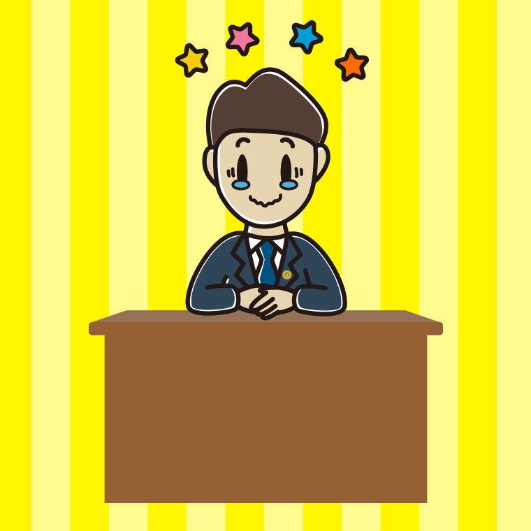 ジーンとする男性弁護士のイラスト【色、背景あり】PNG