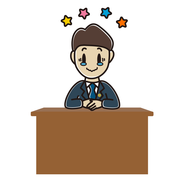 ジーンとする男性弁護士のイラスト【色あり、背景なし】透過PNG