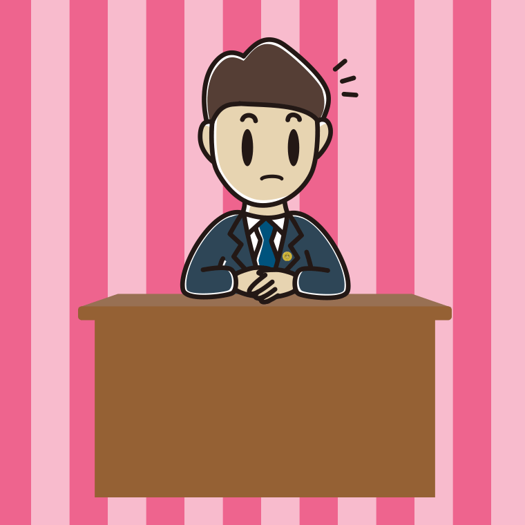 何かに気付く男性弁護士のイラスト【色、背景あり】PNG