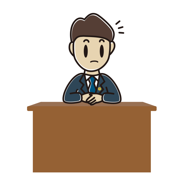 何かに気付く男性弁護士のイラスト【色あり、背景なし】透過PNG