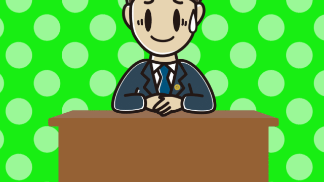 苦笑いする男性弁護士のイラスト【色、背景あり】PNG