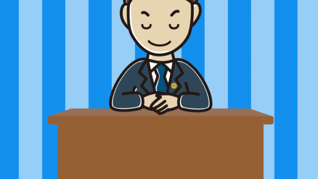 お辞儀する男性弁護士のイラスト【色、背景あり】PNG