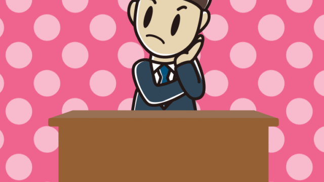 考える男性弁護士のイラスト【色、背景あり】PNG