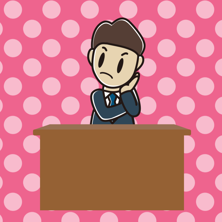 考える男性弁護士のイラスト【色、背景あり】PNG