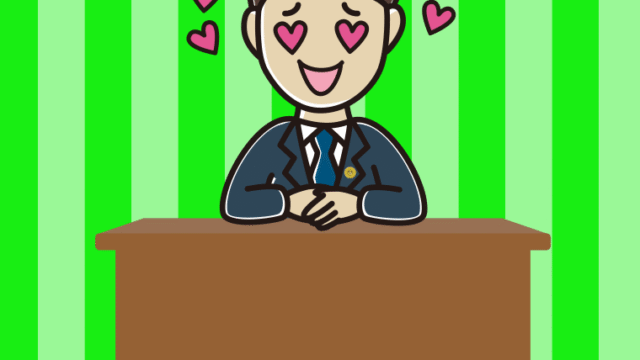 目がハートの男性弁護士のイラスト【色、背景あり】PNG