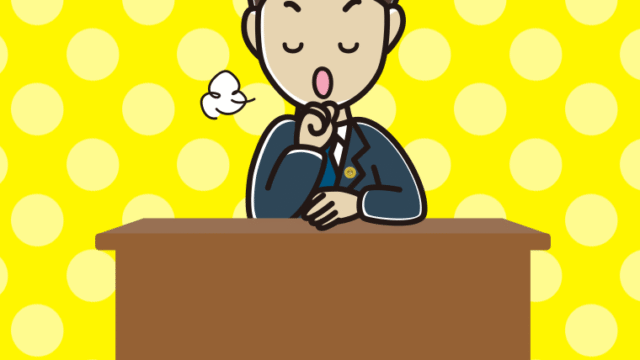 咳払いする男性弁護士のイラスト【色、背景あり】PNG