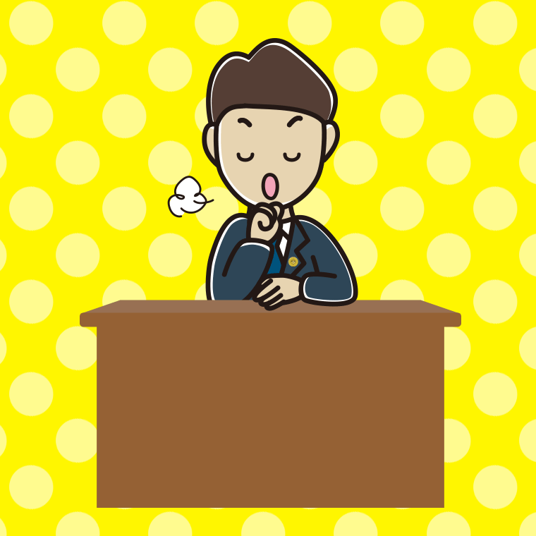 咳払いする男性弁護士のイラスト【色、背景あり】PNG