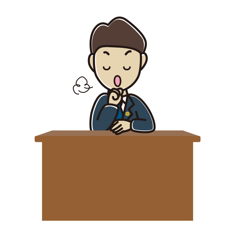咳払いする男性弁護士のイラスト【色あり、背景なし】透過PNG