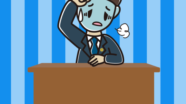 具合が悪い男性弁護士のイラスト【色、背景あり】PNG