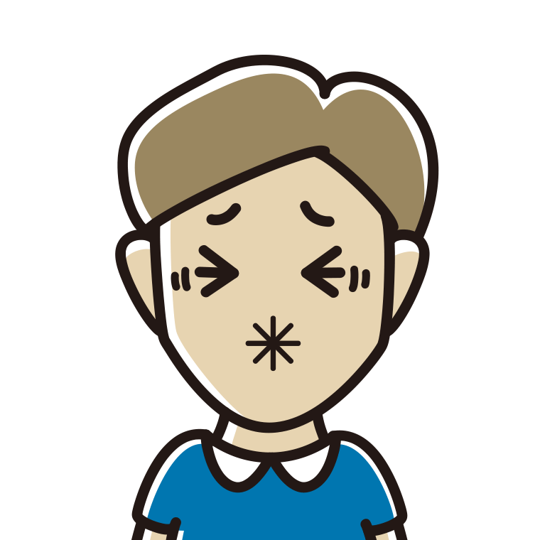 酸っぱい顔の男性のイラスト【色あり、背景なし】透過PNG