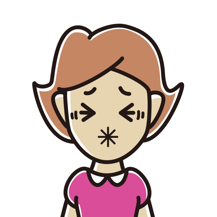 酸っぱい顔の女性のイラスト【色あり、背景なし】透過PNG