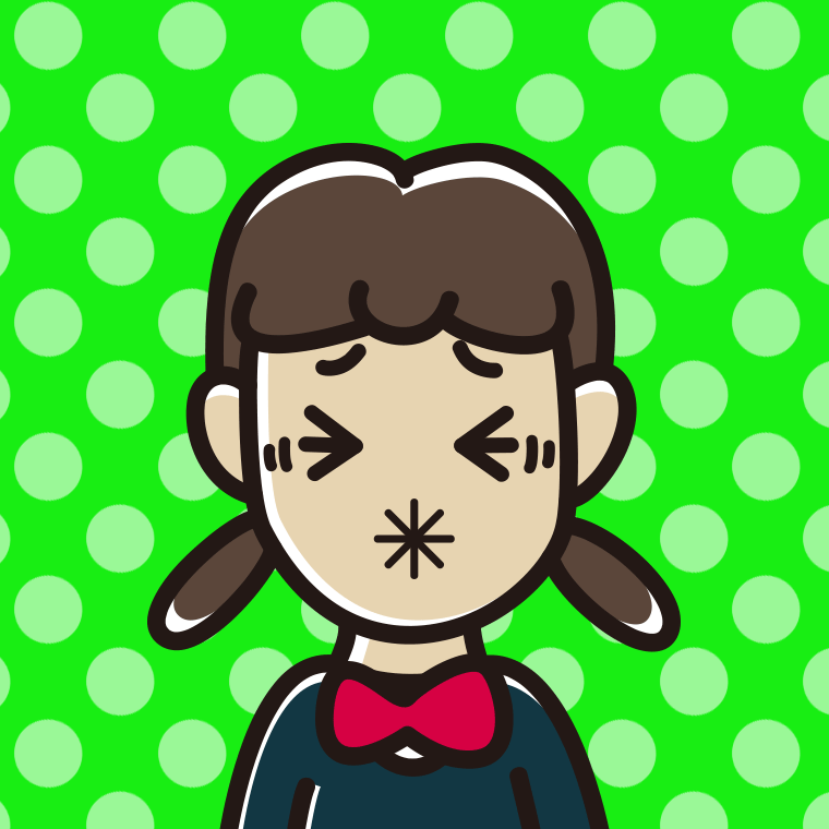 酸っぱい顔の女子中学生のイラスト【色、背景あり】PNG