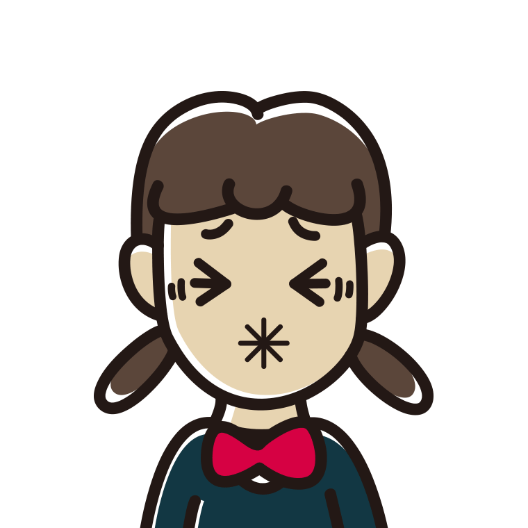 酸っぱい顔の女子中学生のイラスト【色あり、背景なし】透過PNG
