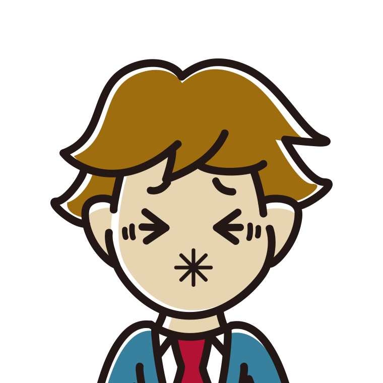酸っぱい顔の男子高校生のイラスト【色あり、背景なし】透過PNG