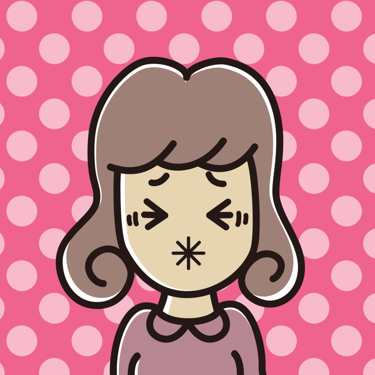 酸っぱい顔の女子大学生のイラスト【色、背景あり】PNG