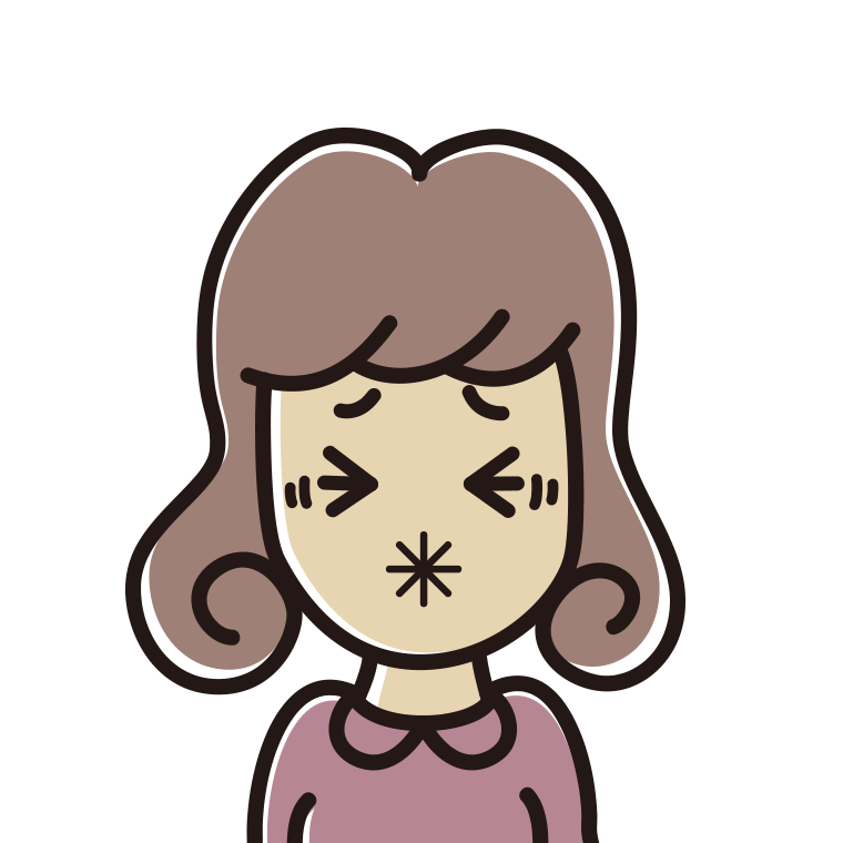 酸っぱい顔の女子大学生のイラスト【色あり、背景なし】透過PNG