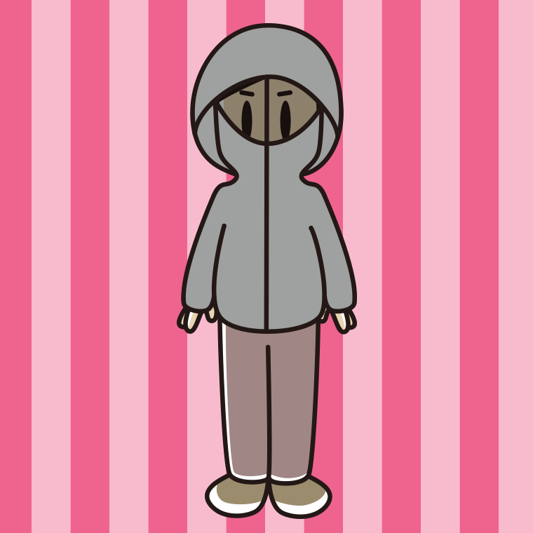 不審者パーカーを着る男性のイラスト【色、背景あり】PNG
