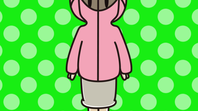 不審者パーカーを着る女性のイラスト【色、背景あり】PNG