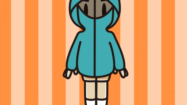 不審者パーカーを着る小学生男子のイラスト【色、背景あり】PNG