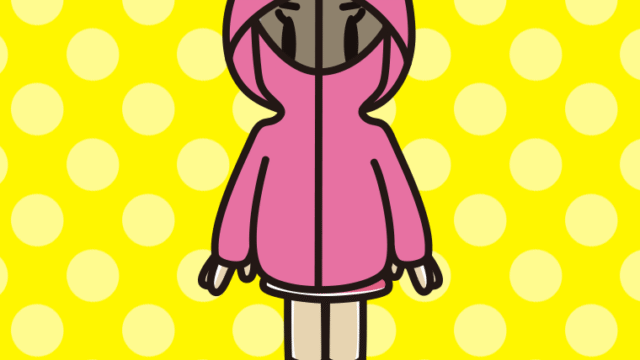 不審者パーカーを着る小学生女子のイラスト【色、背景あり】PNG